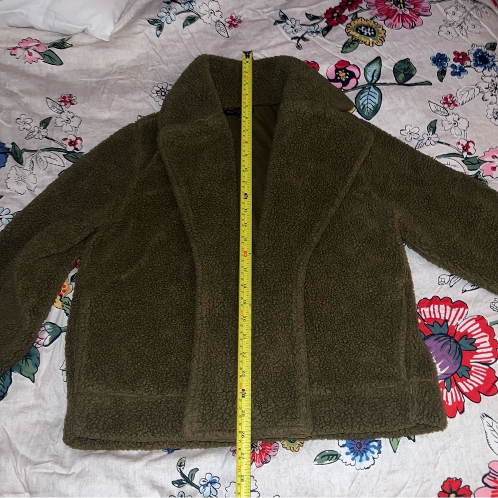 Banana Republic Factory Green Open Front Sherpa Teddy Jacket - Picture 7 of 12